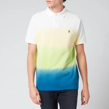 Image of Polo Ralph Lauren Mens Custom Slim Fit Mesh Polo Shirt - Bright Navy Dip Dye Multi - L