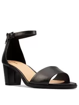 Image of Clarks Kaylin60 2 Part Sandals - Black Leather, Black, Size 3, Women