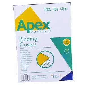 Image of Fellowes Apex A4 Lightweight PVC Covers Clear Pack of 100 6500001