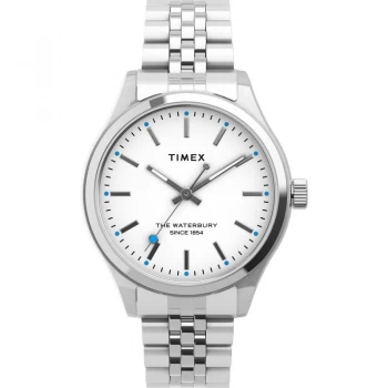 image of Timex White and Silver 'Waterbury Traditional' Chronograph Classical Watch - tw2u23400