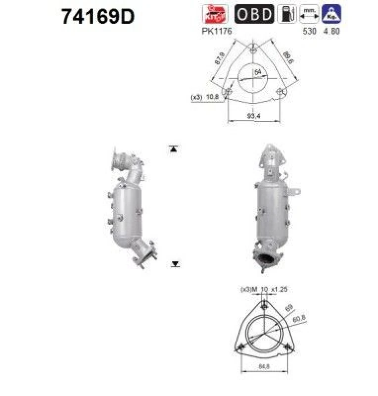 Image of AS Catalytic converter AS 74169D