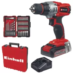 image of Einhell Power X-Change Cordless Combi Drill - Includes 2.5Ah Battery, Charger, 39pcs Bit Set and Carry Case - TE-CD 18/2 Li +39