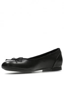 Image of Clarks Wide Fit Couture Bloom Ballerinas - Black Leather, Size 3, Women