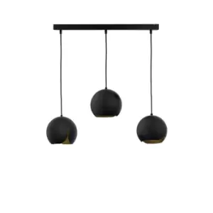 image of Malaga Bar Pendant Ceiling Light Black, 60cm, 3x E27