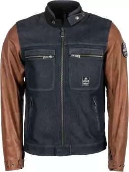 Image of Helstons Winston Motorcycle Leather Jacket, blue-brown, Size XL, blue-brown, Size XL