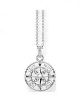 Thomas Sabo Sterling Silver Love Faith Hope Compass Pendant Necklace, One Colour, Women