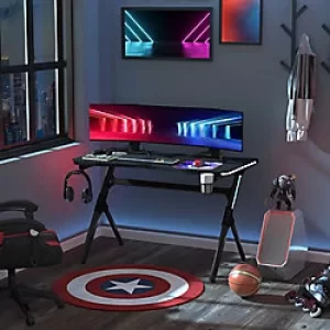 Image of Homcom Gaming Desk Steel Black 666 x 750 mm