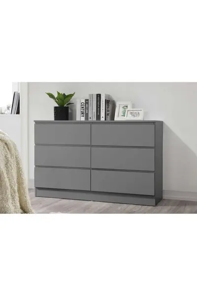 image of Birlea Oslo 6 Drawer Chest Grey Grey