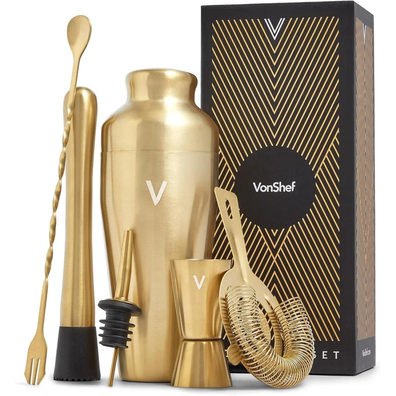 Image of VonShef VonShef Cocktail Shaker Set 6pc Set - Gold Gold One Size