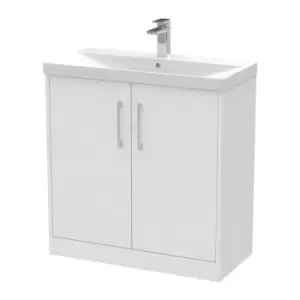 Hudson Reed Juno 800mm Floor Standing 2 Door Vanity & Thin-Edge Basin - White Ash