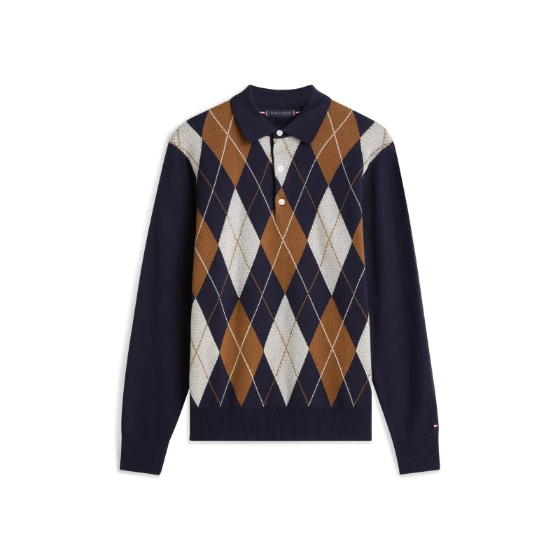 Image of Tommy Hilfiger Tommy Argyle PoloKnt Sn61 Crew Neck Jumpers M Blue 32248118390