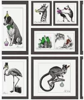 Image of Holden Decor Mad Dogs Framed Animals Wallpaper