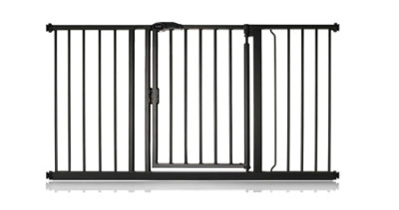 Image of Safetots Pressure Fit Self Closing Stair Gate, 139.8Cm - 146.8Cm, Matt Black, Auto Closing Baby Gate, Safety Barrier