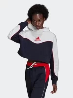 Image of adidas Essentials Colorblock 3-stripes Hoodie, Blue Size XL Women