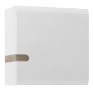 Image of Chelsea 1 Door Wall Cupboard (side Trim) In White With Oak Effect Trim