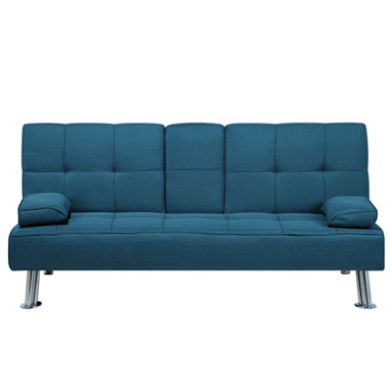 Image of Beliani Sofa Bed 3 Seater Roxen Fabric Blue