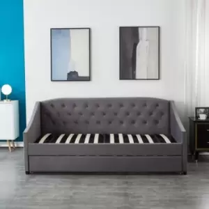 image of Velvet Daybed Single Sofa Bed With Underbed Trundle Guest Daybed