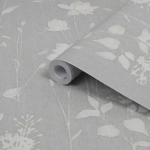 Image of Laura Ashley Steel Dragonfly Garden Smooth Wallpaper