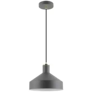 image of Zumaline Sigma Dome Pendant Ceiling Light, Matt Black, Clear, White, 1x E27