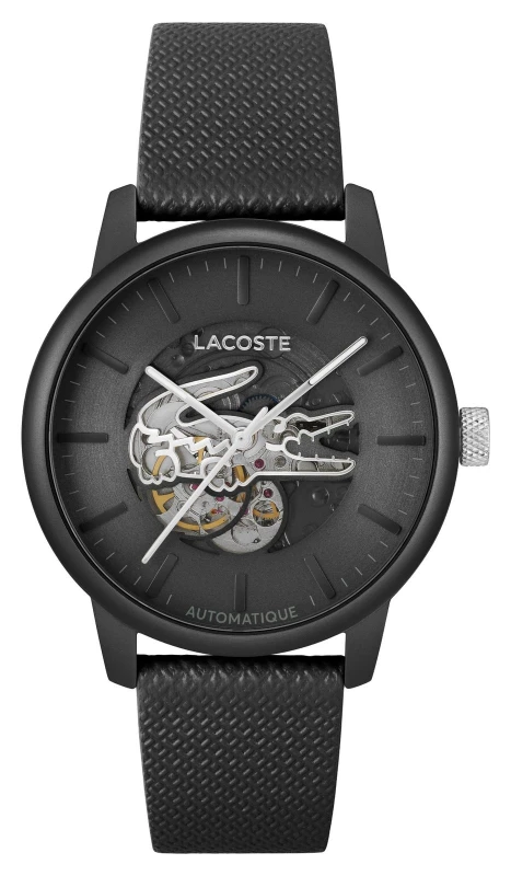 Image of Lacoste 2011383 Mens 12.12 Automatic (44mm) Black Open Watch