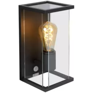 Image of Lucide CLAIRE - Wall Lantern Light Outdoor, PIR Sensor - 1xE27 - IP54 - Anthracite