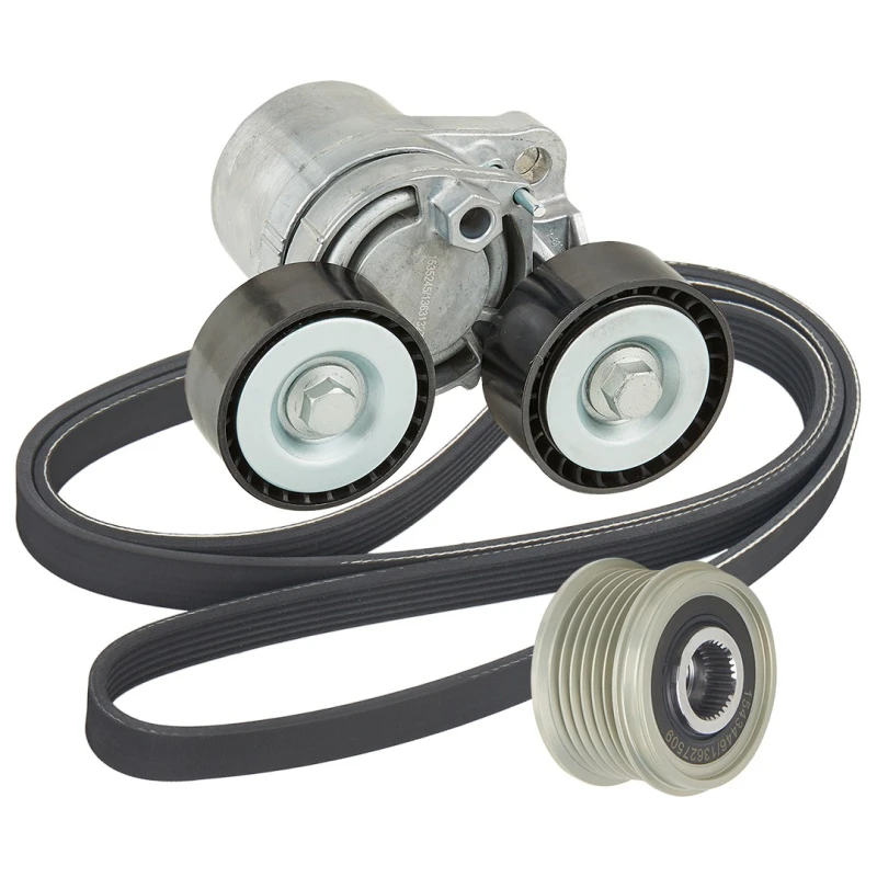 Image of RIDEX 542R0585 V-ribbed belt set Check alternator freewheel clutch & replace if necessary, Pulleys: with freewheel belt pulley V-Ribbed Belt Set (542