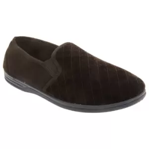 image of Zedzzz Mens Kevin Velour Twin Gusset Slippers (9 UK) (Brown)