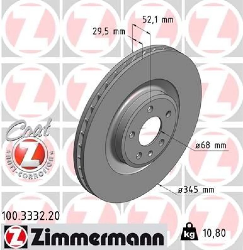 Image of ZIMMERMANN Brake disc ZIMMERMANN 100.3332.20