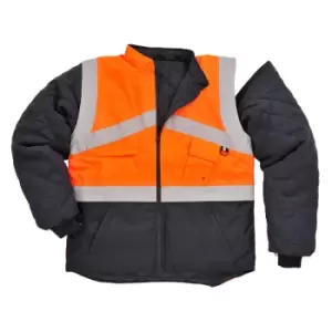 Image of Oxford Weave 300D Class 1:2 Hi Vis 2-Tone Reversible Jacket Orange / Navy XL