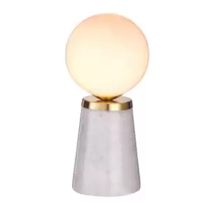 image of Table Lamp Grey Marble & Satin Brass Plate 3W LED G9 Complete Lamp