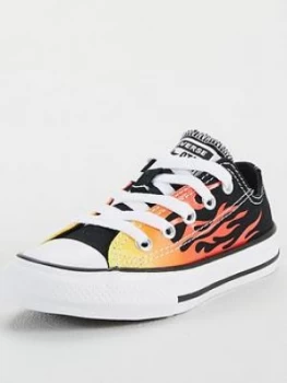 image of Converse Chuck Taylor All Star Ox Archive Flame Childrens Trainers - Black/Red