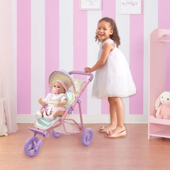 Image of by Teamson Kids Magical Dreamland Baby Doll Pram Pushchair Jogging Stroller Toy with Storage for Dolls, Multicolour Iridescent OL-00016 - Multicolour