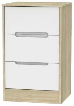 Image of Toulouse 3 Drawer Charging Bedside Table- White & Oak Effect