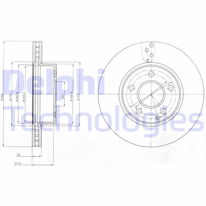 Image of DELPHI Brake disc DELPHI BG4227C