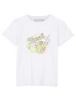 Image of Mintie By Mint Velvet Girls Fresh Graphic Lemonade T-Shirt - Ivory