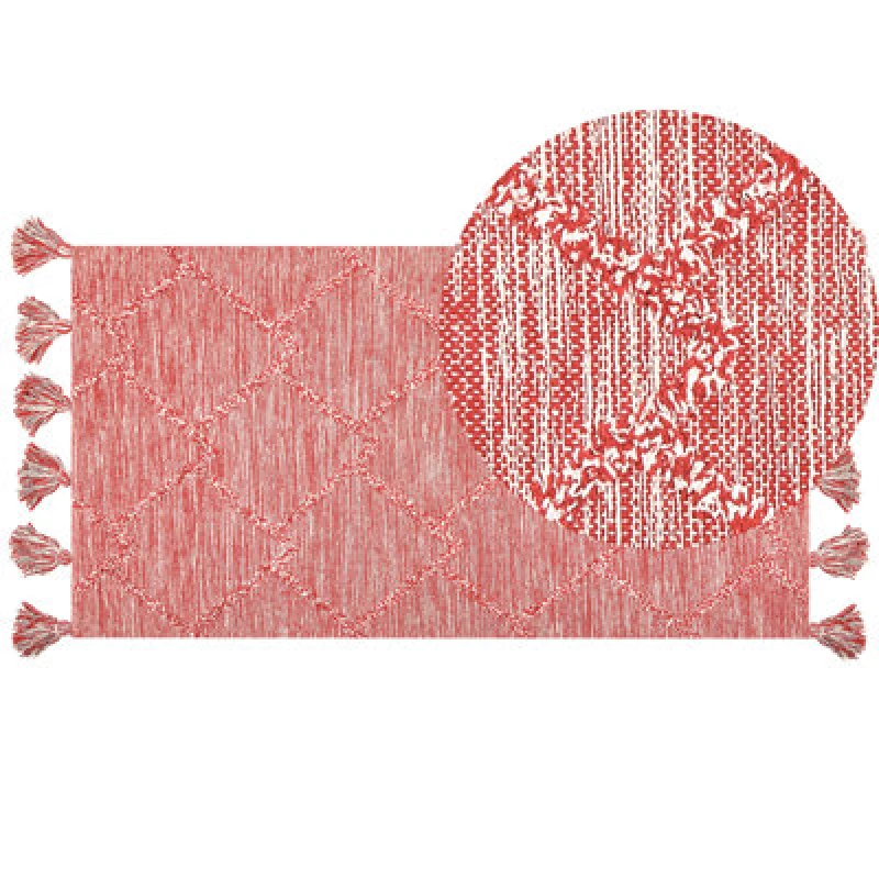 Image of Beliani Rug Nigde Red 80 X 150 Cm Cotton