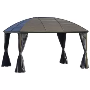 Image of Outsunny 3.2m Brown Hexagonal Pop-Up Gazebo - Garden & Outdoor