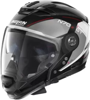 image of Nolan N70-2 GT Lakota N-Com Helmet, black-grey-red, Size S, black-grey-red, Size S