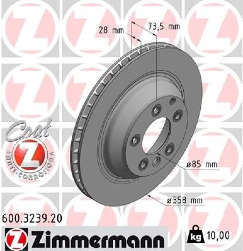 Image of ZIMMERMANN Brake disc ZIMMERMANN 600.3239.20