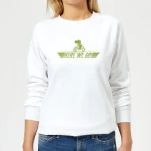 Image of Nintendo Mario Kart Yoshi Here We Go Womens Sweatshirt - White - L