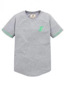 Image of Illusive London Boys Neon Logo Short Sleeve T-Shirt - Grey, Size 9-10 Years
