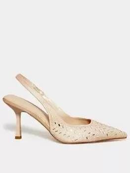 image of Long Tall Sally Diamante Sling Back - Nude, Nude, Size 10, Women