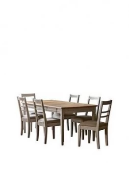 image of Hudson Living Bronte 186 - 236cm Extending Dining Table And 6 Chairs - Taupe