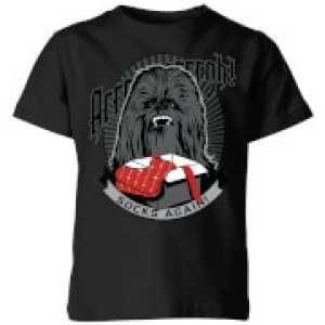 Image of Star Wars Chewbacca Arrrrgh Socks Again Kids Christmas T-Shirt - Black - 11-12 Years