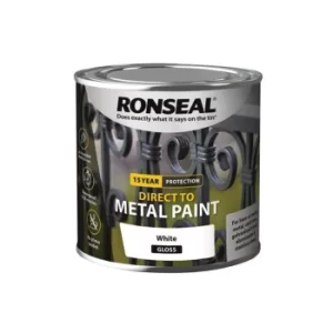 Image of Ronseal Direct to Metal Paint White Gloss 250ml