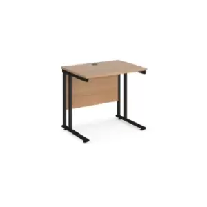 Image of Maestro 25 straight desk 800mm x 600mm - Black cantilever leg frame and beech top