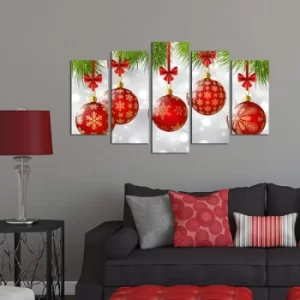 Image of 5PMDFNOEL-8 Multicolor Decorative MDF Painting Baubles 4 (5 Pieces)