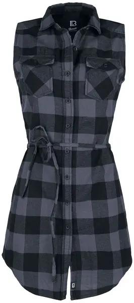 Image of Brandit Gracey Sleeveless Long Shirt Top Black grey