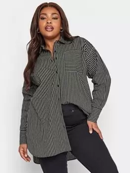 image of Yours Stripe Shirt Mono, Black, Size 18, Women