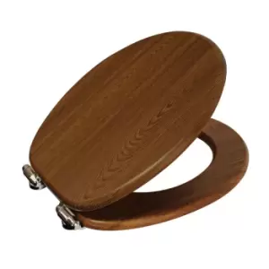Image of Showerdrape Norfolk Soft Close Toilet Seat - Walnut & Chrome